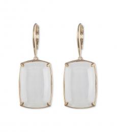 Gold White Stone Drop Earrings