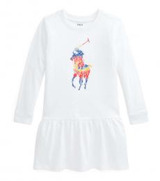 Ralph Lauren Little Girls White Big Pony Dress