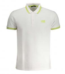 Cavalli Class White Logo Embroidered Polo