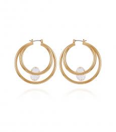 Vince Camuto Golden Floating Crystal Double Hoop Earrings