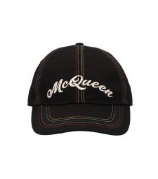 Alexander McQueen Black Logo Embroidery Cap