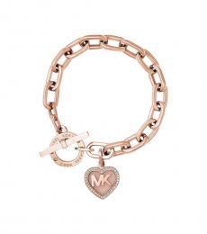 Michael Kors Rose Gold Logo Heart Charm Bracelet