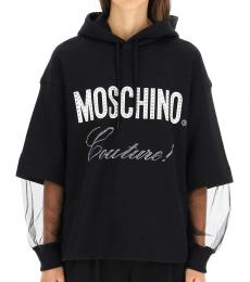 Moschino Black Sweatshirt With Tulle Inserts