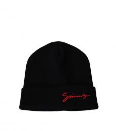 Givenchy Black Signature Logo Beanie Hat