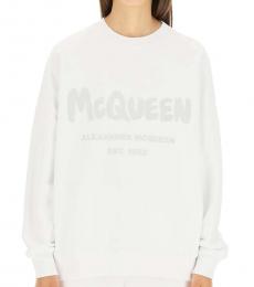 Alexander McQueen White Graffiti Logo Sweatshirt