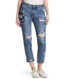 AG Adriano Goldschmied 15 Year Boyfriend Distressed Slim Crop Jeans