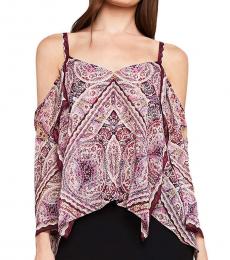 BCBGMaxazria Red Multi Printed Drape Tank Top