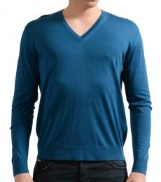 Prada Blue V-Neck Pullover Sweater