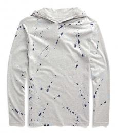 Ralph Lauren Boys Andover Heather Paint-Splatter Hooded T-Shirt