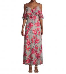 Calvin Klein Pink Floral Cold-Shoulder Maxi Dress