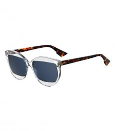 Christian Dior Havana Clear Blue Round Sunglasses