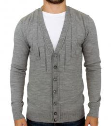 Karl Lagerfeld Grey Wool Cardigan Sweater