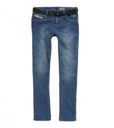 Diesel Boys Indigo Belted Skinny Jeans