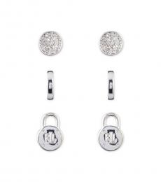 Silver Crystal Earrings Set