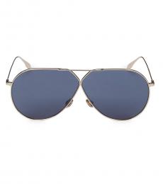 Christian Dior Gold Blue Aviator Sunglasses