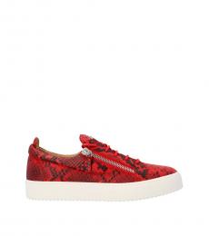 Red Snake Print High Top Sneakers