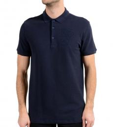Versace Collection Navy Blue Graphic Print Polo