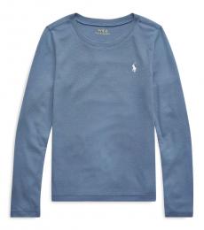 Ralph Lauren Girls Capri Blue Long-Sleeve T-Shirt