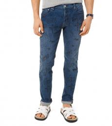 Michael Kors Indigo Parker Slim-Fit Printed Jeans