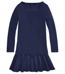 Ralph Lauren Girls French Navy Ponte Drop-Waist Dress