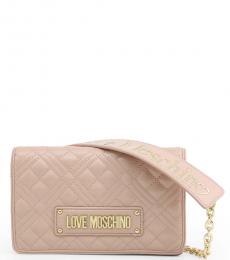 Love Moschino Light Pink Logo Strap Small Crossbody