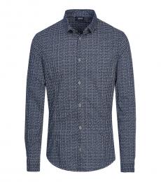 Armani Jeans Dark Blue Checkered Classic Shirt