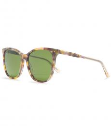 Bottega Veneta Havana Pink Green Square Sunglasses