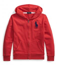 Ralph Lauren Boys Red Big Pony French Terry Hoodie