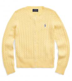 Ralph Lauren Girls Butter Cream Cable-Knit Cardigan