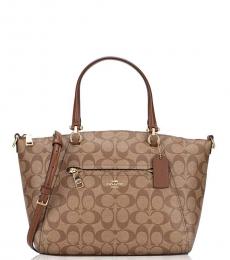 Coach Khaki Saddle Prairie Signature Large Satchel