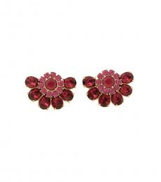 Pink Red Cluster Stud Earrings