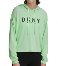 DKNY Spearmint-Sport Script-Logo Hoodie T-Shirt