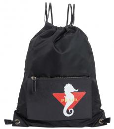 Prada Black Logo Large Backpack
