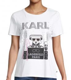 Karl Lagerfeld White Logo Graphic T-Shirt