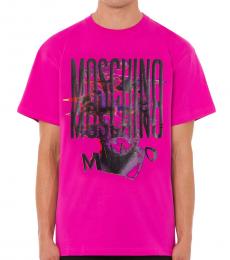 Moschino Dark Pink Multi Logo T-Shirt