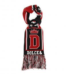 Dolce & Gabbana Red-Black Royal Love Scarf