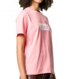 MSGM Pink Logo Print T-Shirt