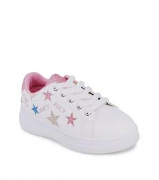Girls White Glitter Star Sneakers