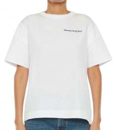 Alexander McQueen White Logo Embroidery T-Shirt