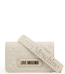 Love Moschino White Logo Strap Small Crossbody