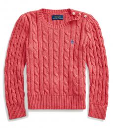 Ralph Lauren Little Girls Geranium Cable-Knit Sweater