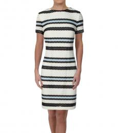 Ralph Lauren Aqua/Navy Chevron Striped Shift Dress