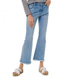 Michael Kors Denim Frayed-Hem Flare-Leg Jeans