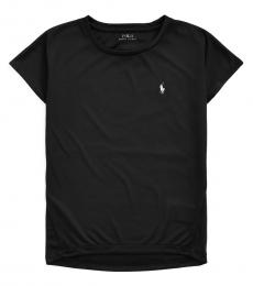 Ralph Lauren Girls Black Interlock Crewneck T-Shirt