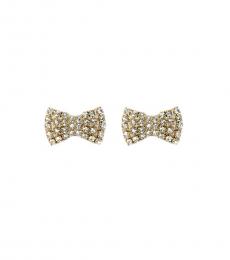 Gold Sparkling Bow Stud Earrings