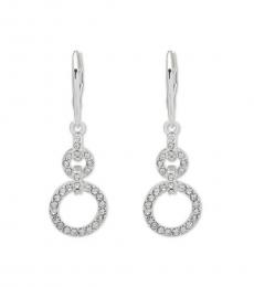 Silver Pave Circle Drop Earrings