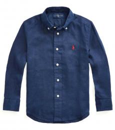 Ralph Lauren Little Boys Newport Navy Linen Shirt