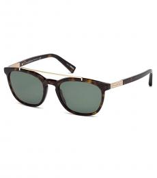 Ermenegildo Zegna Dark Havana-Green Polarized Sunglasses