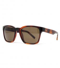 Salvatore Ferragamo Brown Tortoise Square Sunglasses