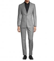 Light Grey Slim-Fit Textured Suit